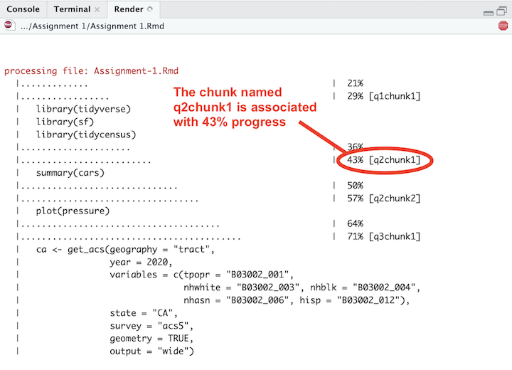 R Markdown knitting progress window