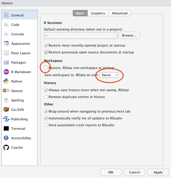 RStudio Preferences